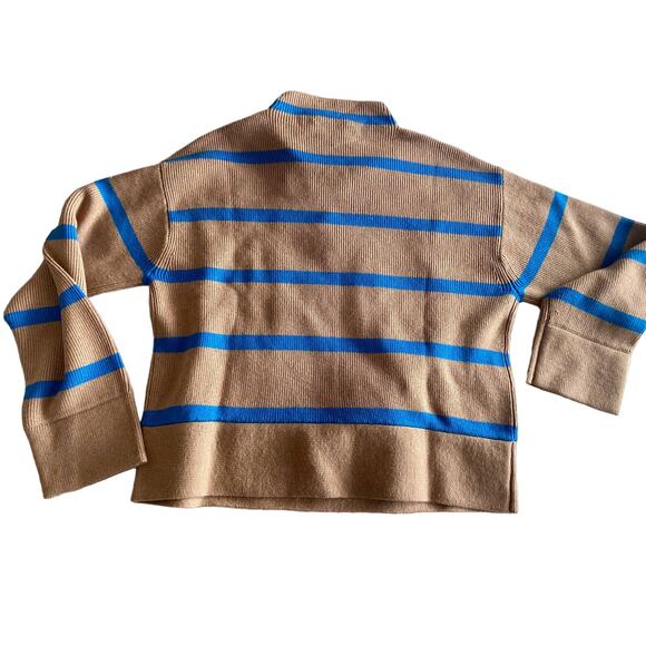 Everlane The Lace-Up Smock Sweater in Chestnut/Blue Stripes size M nwt - Picture 5 of 7